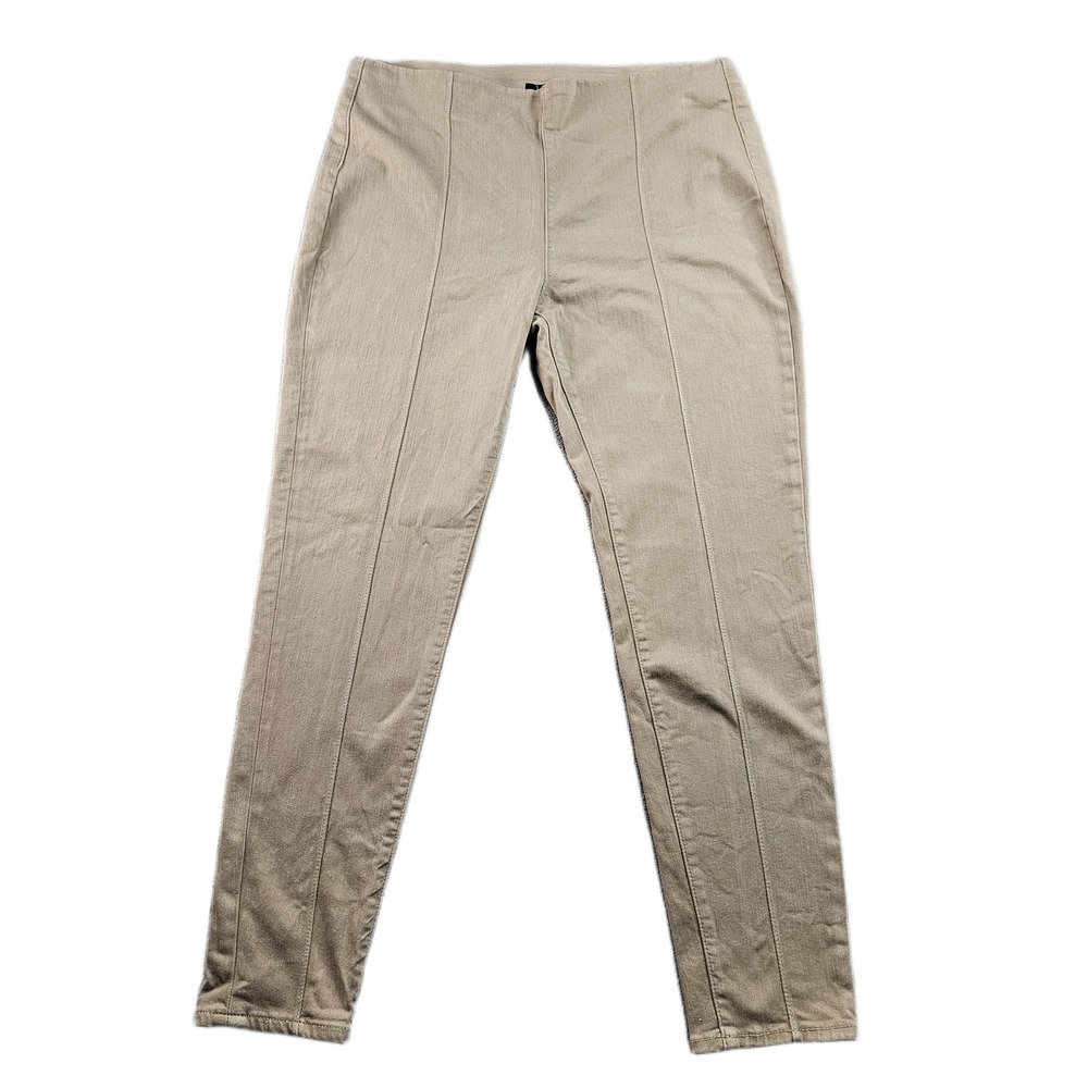 Lauren Ralph Lauren‎ Ankle Pants Womens 14 Beige Seamed Front Skinny Leg Pull-On